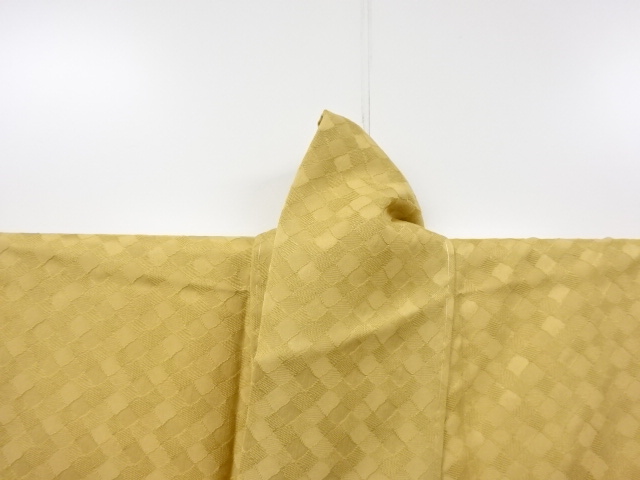  未使用品　仕立て上がり　龍村晋謹製　斜め格子模様織り出し色無地着物(あぜくら)